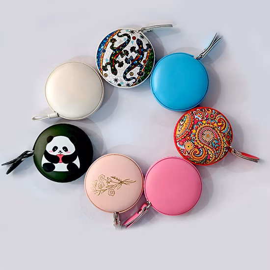 Ruban à mesurer porte-clés rétractable rond avec logo personnalisé